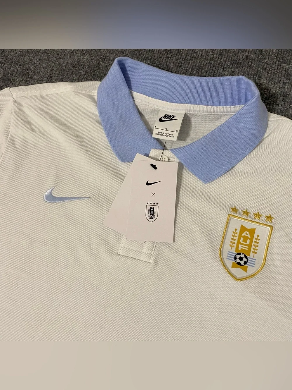 Nike Uruguay National Team White Polo Soccer AUF Men’s Large NWT